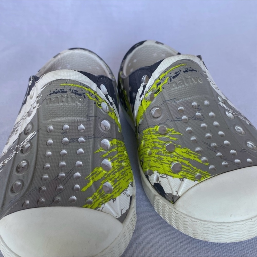 Native Jefferson Size 5 5C Little Kids Toddler Gray abstract  Slip On Shoes